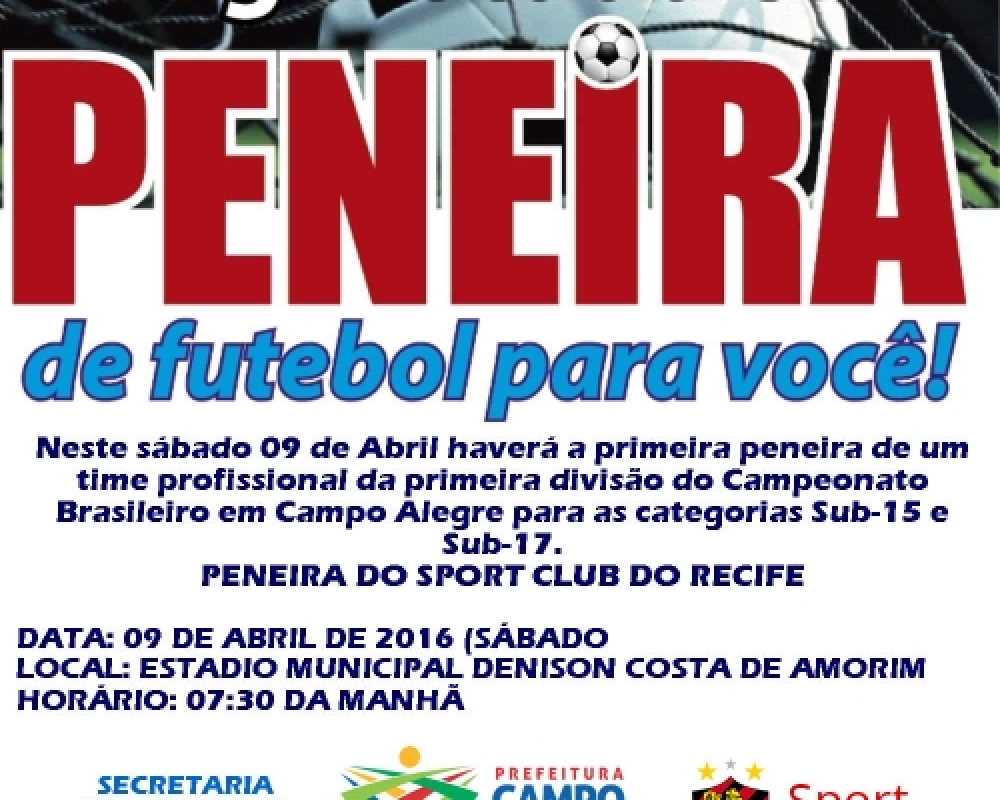 Sport Club do Recife realizará peneira de futebol em Campo Alegre