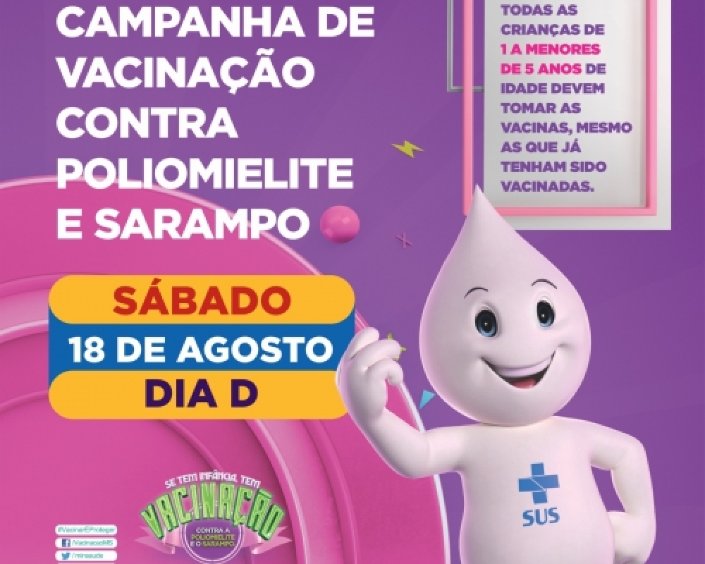 Unidades de Saúde abrem neste sábado (18) para vacinação contra paralisia infantil e sarampo