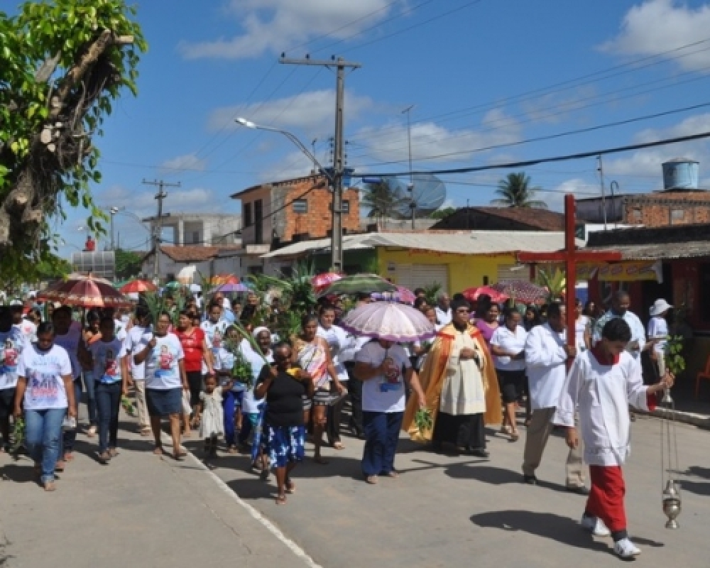 Comunidade católica de Luziápolis realizou procissão no domingo de Ramos