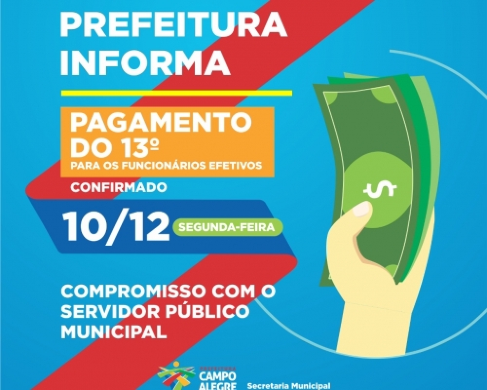 Prefeita confirma o pagamento do décimo terceiro salário dos funcionários efetivos para esta segunda