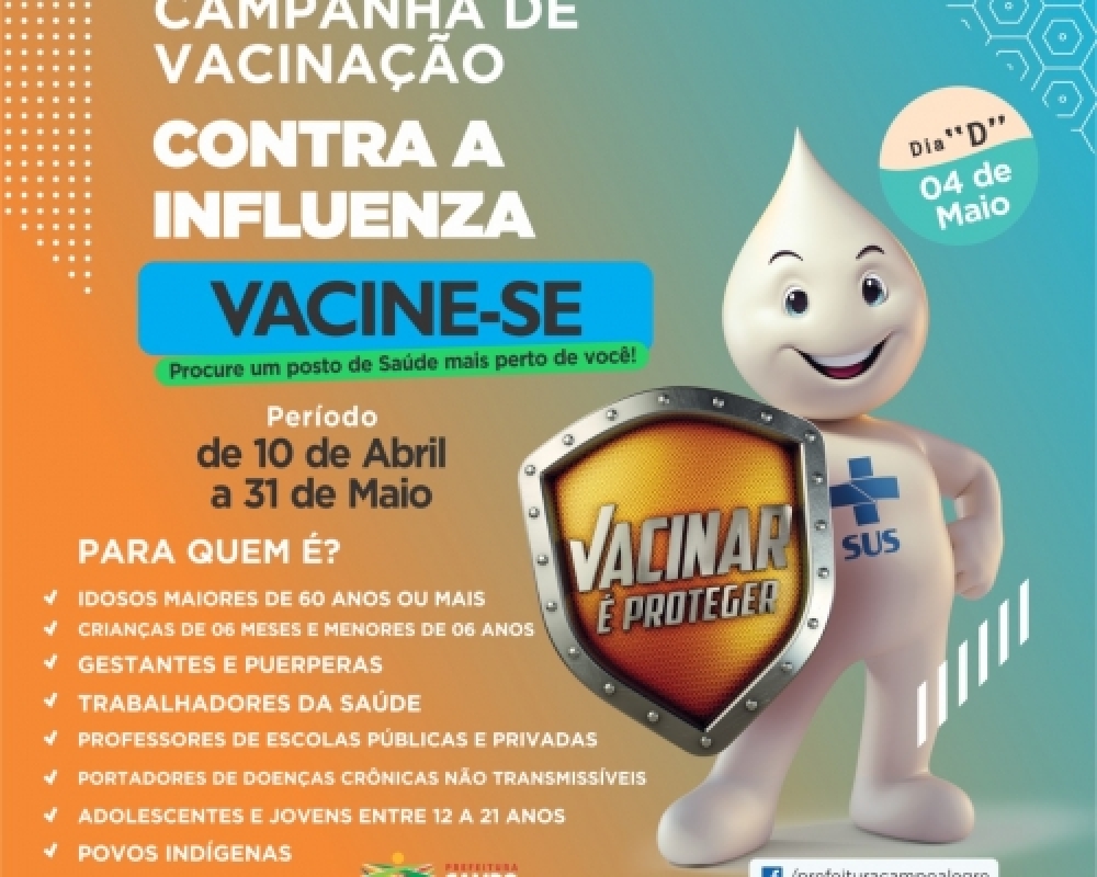 Secretaria e Saúde de Campo Alegre inicia vacinação contra a gripe na próxima quarta-feira