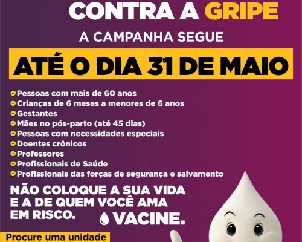 Campanha de vacinação contra a Gripe segue até 31 de Maio em todas as UBS do município
