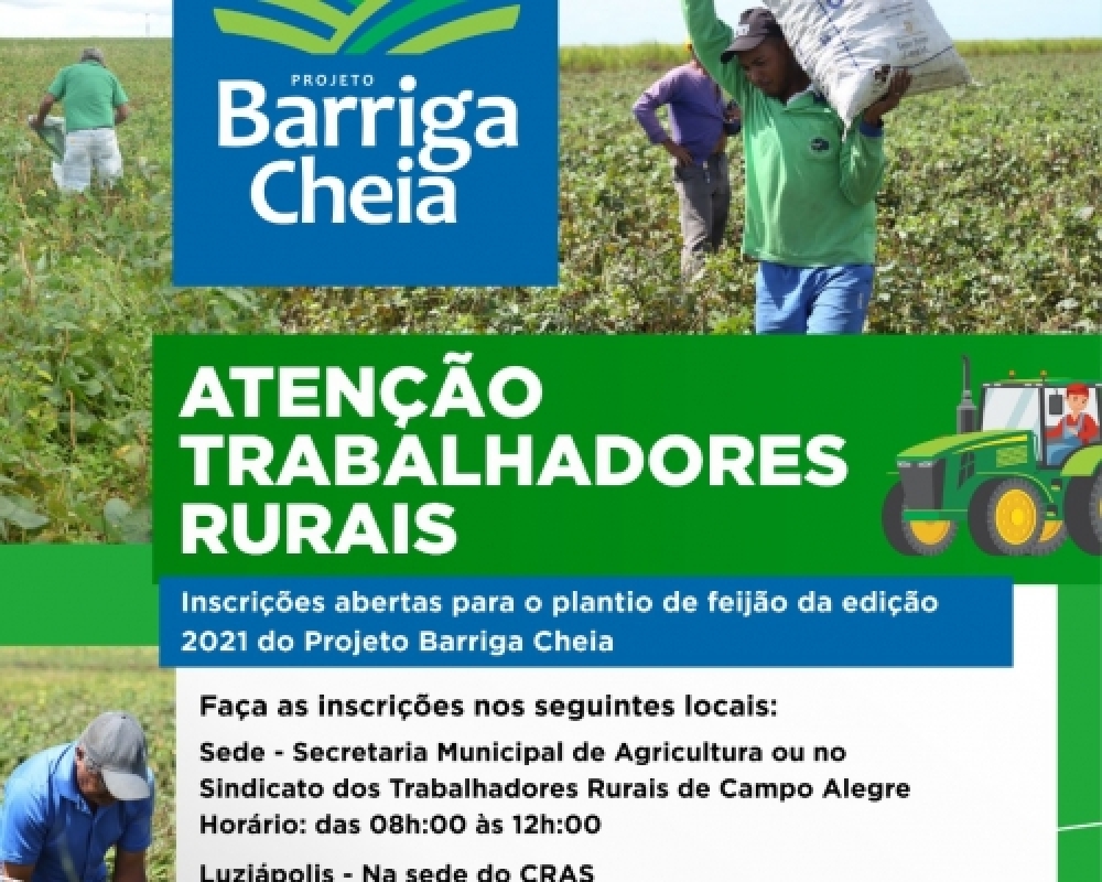 Secretaria Municipal de Agricultura inicia inscrições para o Projeto Barriga Cheia 