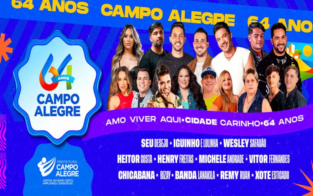 Prefeitura de Campo Alegre divulga a programação oficial do aniversário de 64 anos do município