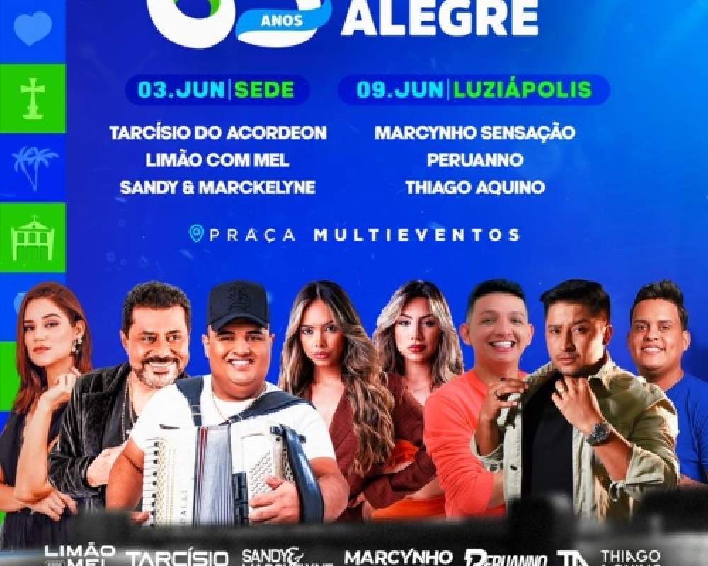 Festa de 63 Anos de Emancipação Política de Campo Alegre terá grandes shows musicais