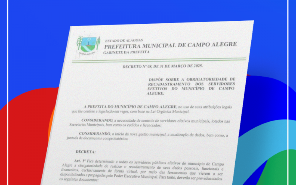 Prefeitura de Campo Alegre realizará recadastramento para os servidores efetivos