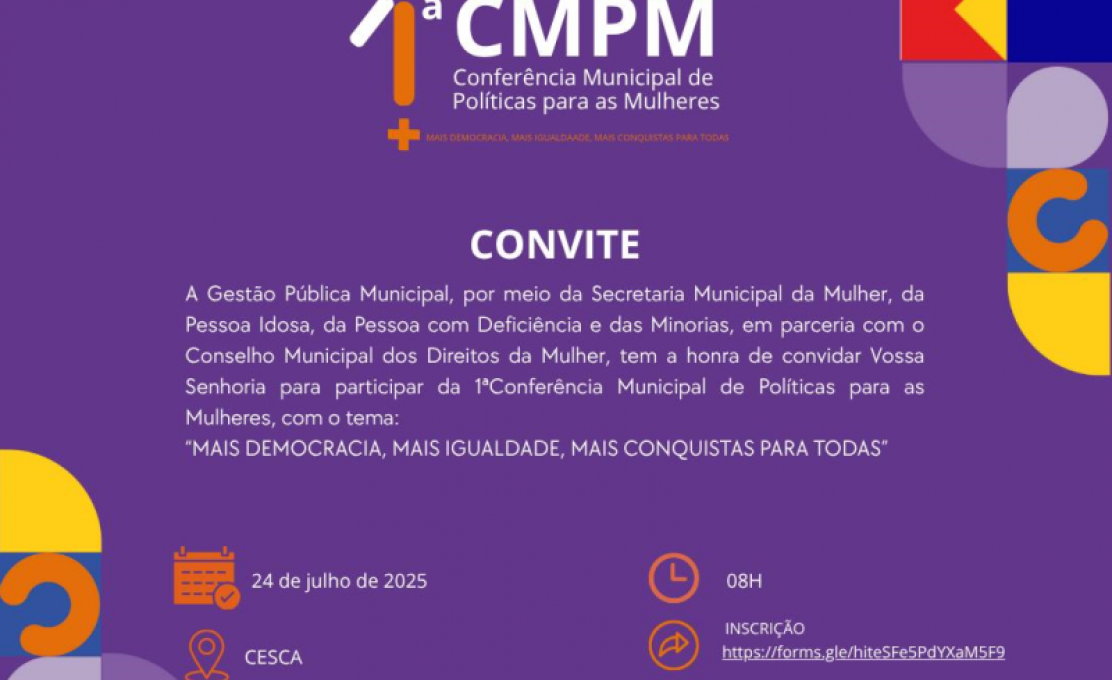 I Conferência Municipal de Políticas Públicas para as Mulheres de Campo Alegre será realiza...